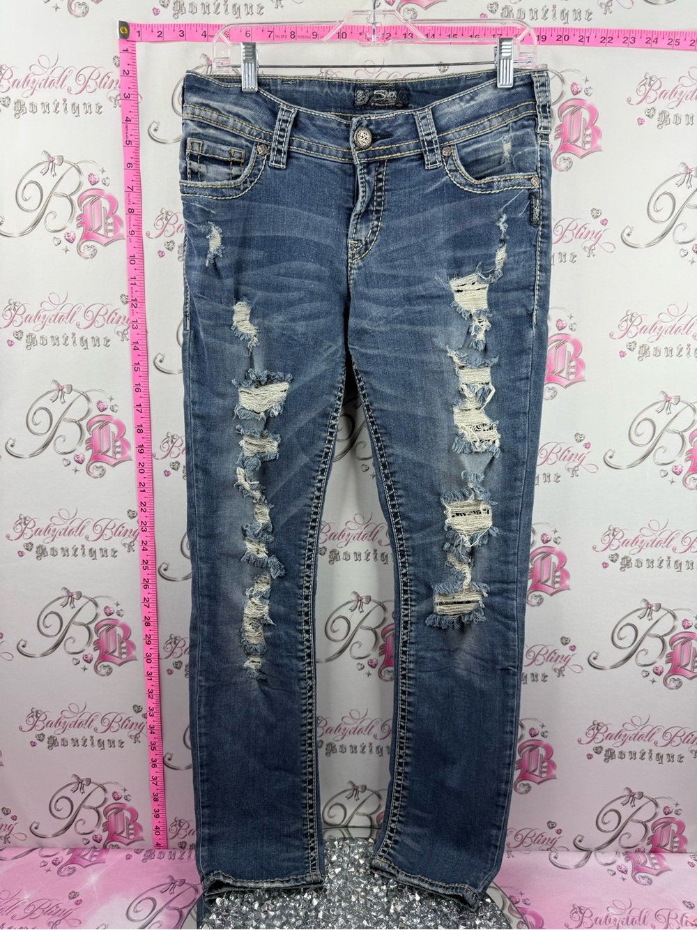 Silver Jeans suki Distressed Indigo Skinny Jeans